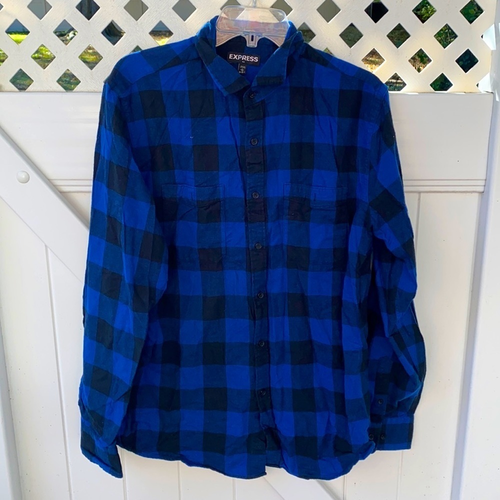 Express blue and black button down size: L